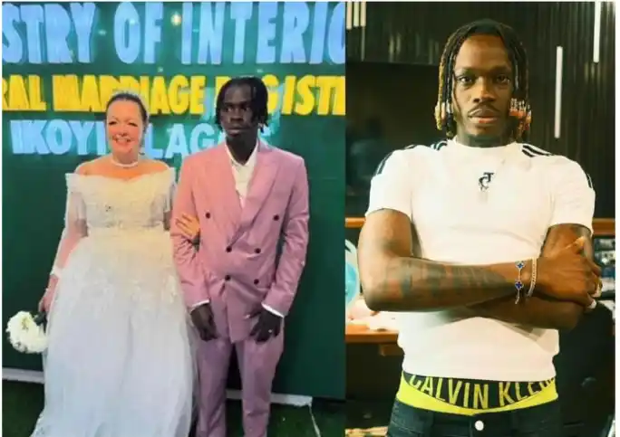 Singer Fireboy reacts to photo of his lookalike marrying a Caucasian woman at Ikoyi registry